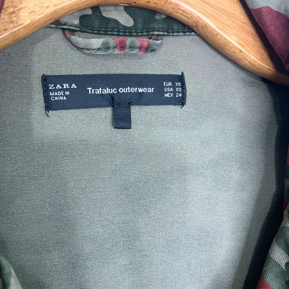 ZARA Studded Distressed Camouflage Military Jacket Sz XS - Picture 10 of 11